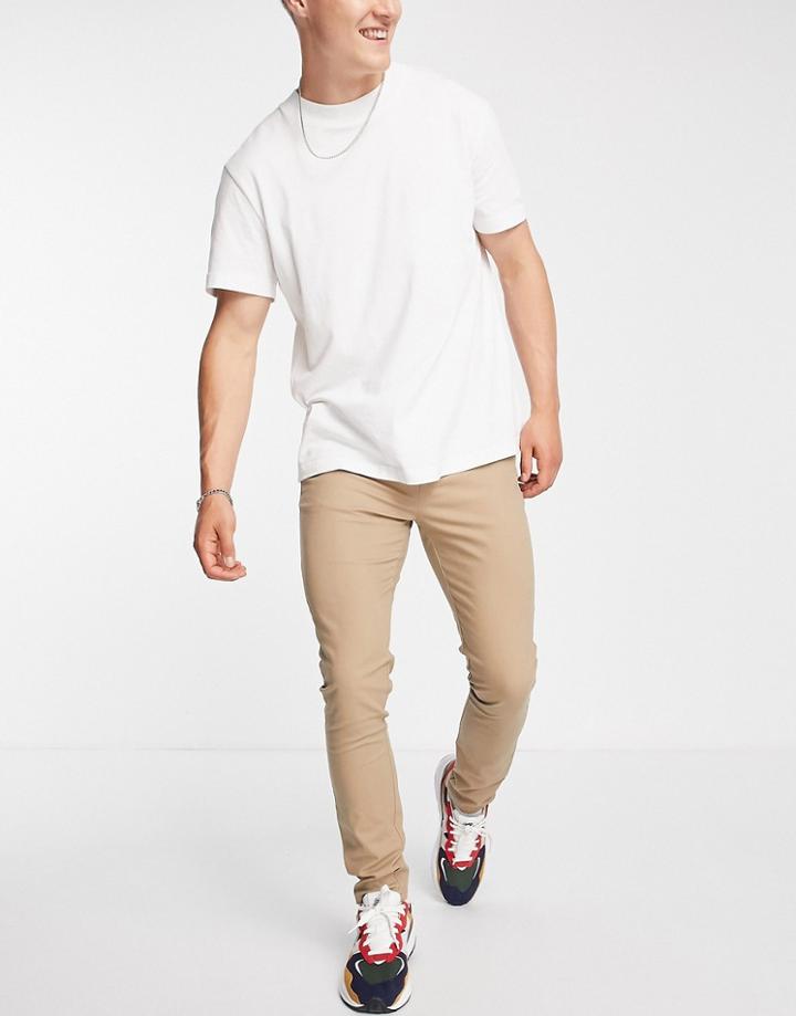 Asos Design Super Skinny Chinos In Stone-neutral