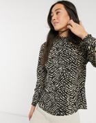 Vero Moda Blouse With High Neck In Black Animal Print-multi