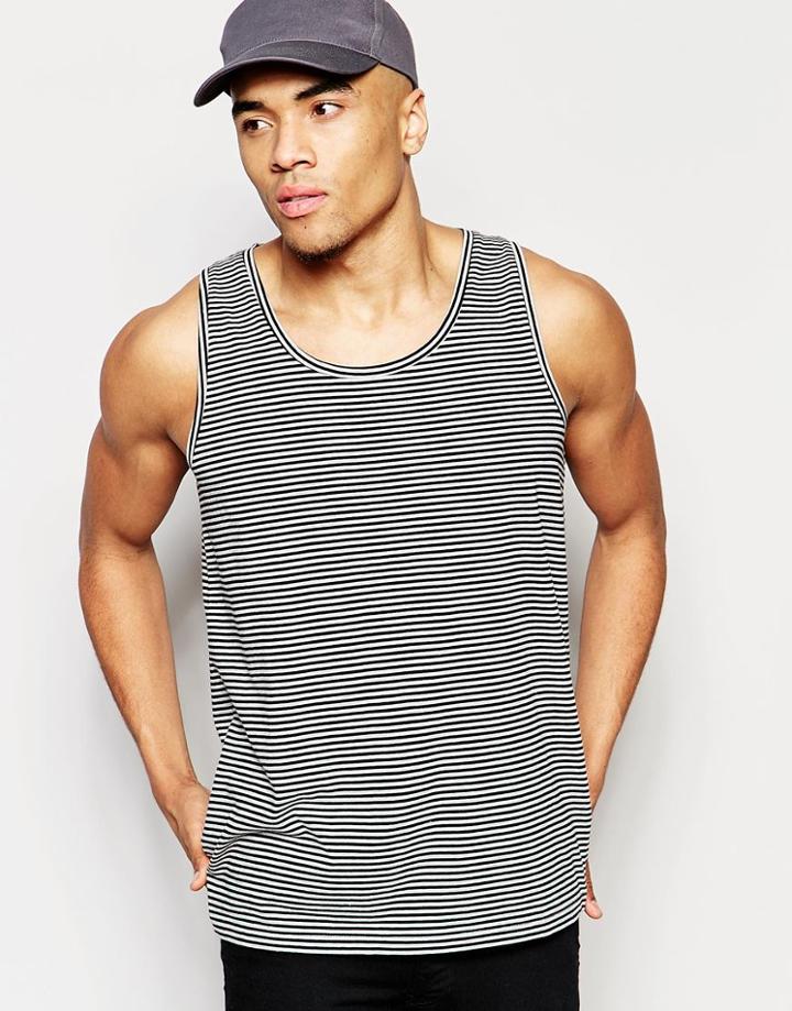 Asos Relaxed Skater Tank With Grungy Stripe