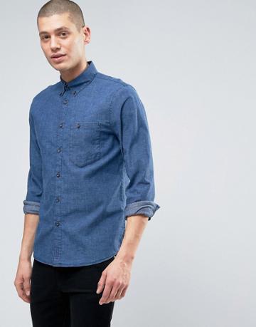 Nudie Stanley Chambray Shirt - Blue
