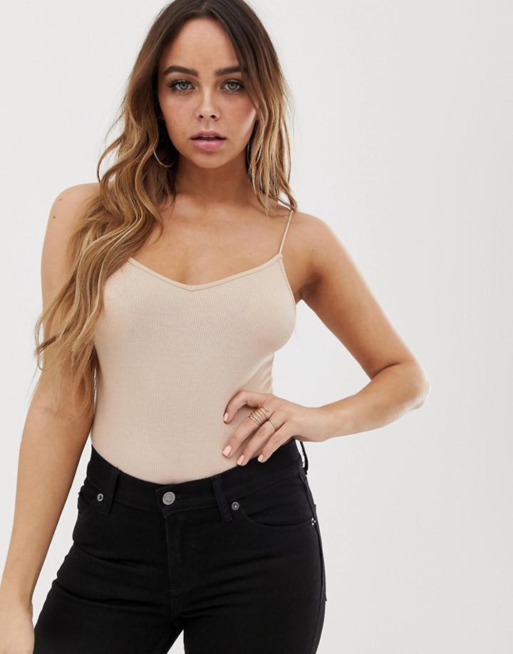 Asos Design Spaghetti Strap Cami Body In Ivory - Brown