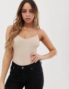 Asos Design Spaghetti Strap Cami Body In Ivory - Brown