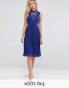 Asos Tall Sleeveless Lace Insert Midi Dress - Red