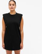 Monki Alvina Organic Cotton T-shirt Mini Dress With Shoulder Pads In Black