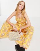 Free People Little Of Your Love Paisley Print Jumpsuit In Marigold Yellow
