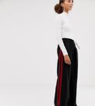 Collusion Wide Leg Check Pants With Side Stripe - Black