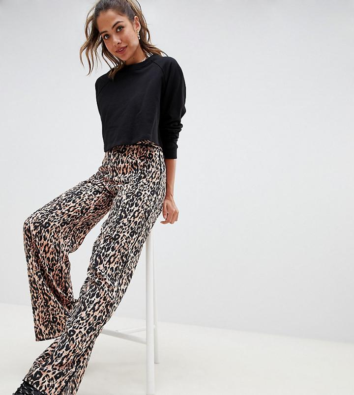 Miss Selfridge Wide Leg Pants In Leopard Print