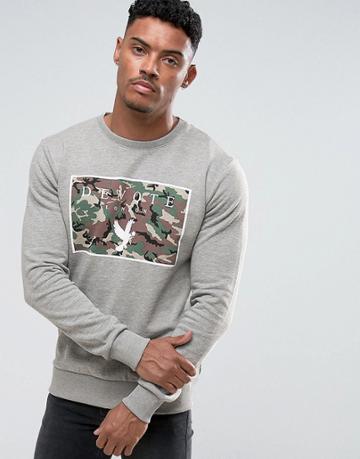 Devote Camo Dover Print Sweater - Gray