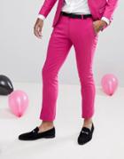 Noose & Monkey Super Skinny Suit Pants In Cotton Sateen Print - Pink