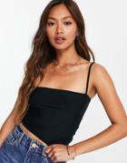 Dr Denim Rae Square Neck Cropped Tank Top In Black