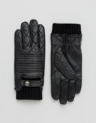 Dents Lymington Quilted Leather Gloves - Black