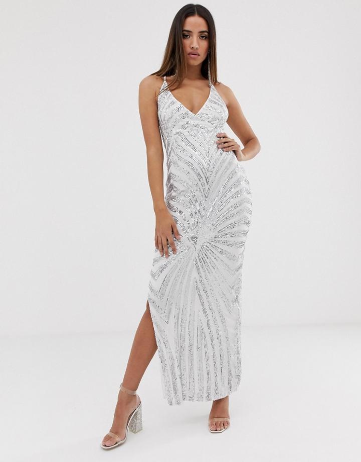 Club L Patterned Sequin Maxi Dress - Gold