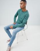 D-struct Toweling Long Sleeve Cotton Single Jersey Top - Green