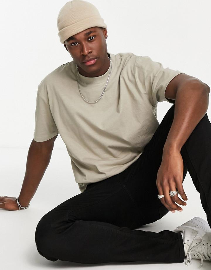 Topman Oversized Fit T-shirt In Stone-neutral