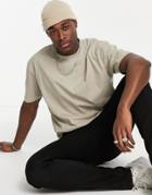 Topman Oversized Fit T-shirt In Stone-neutral