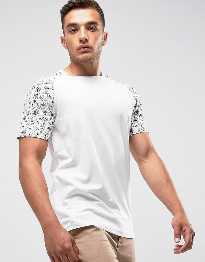 Only & Sons T-shirt With Printed Raglan Sleeve - White