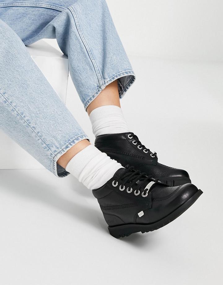Kickers Kick Hi Luxx Chunky Boots In Black Leather