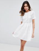 Asos Smock Dress In Lace - White