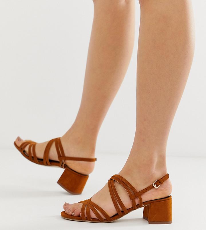 Miss Selfridge Heeled Sandals With Multi Straps In Tan