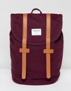 Sandqvist Stig Organic Cotton Backpack With Leather Straps - Red