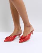 Carvela Acacia Leather Red Bow Kitten Heels - Red