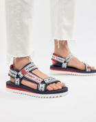 Tommy Jeans Icon Logo Straps Technical Sandals In Navy - Navy