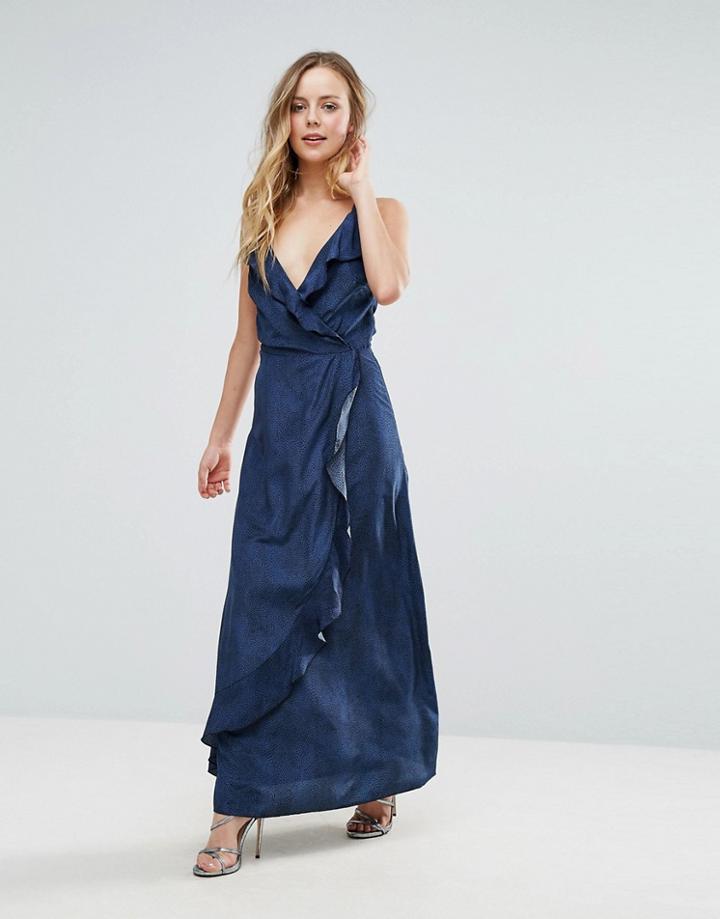 Liquorish Ruffle Maxi Dress - Navy