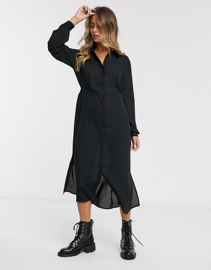 Jdy Midi Shirt Dress In Black-blue
