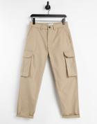 Topman Relaxed Cargo Pants In Stone-neutral