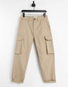 Topman Relaxed Cargo Pants In Stone-neutral