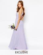 Fame And Partners Nevada Maxi Dress With Fishtail And Keyhole Back - Blue Lavender