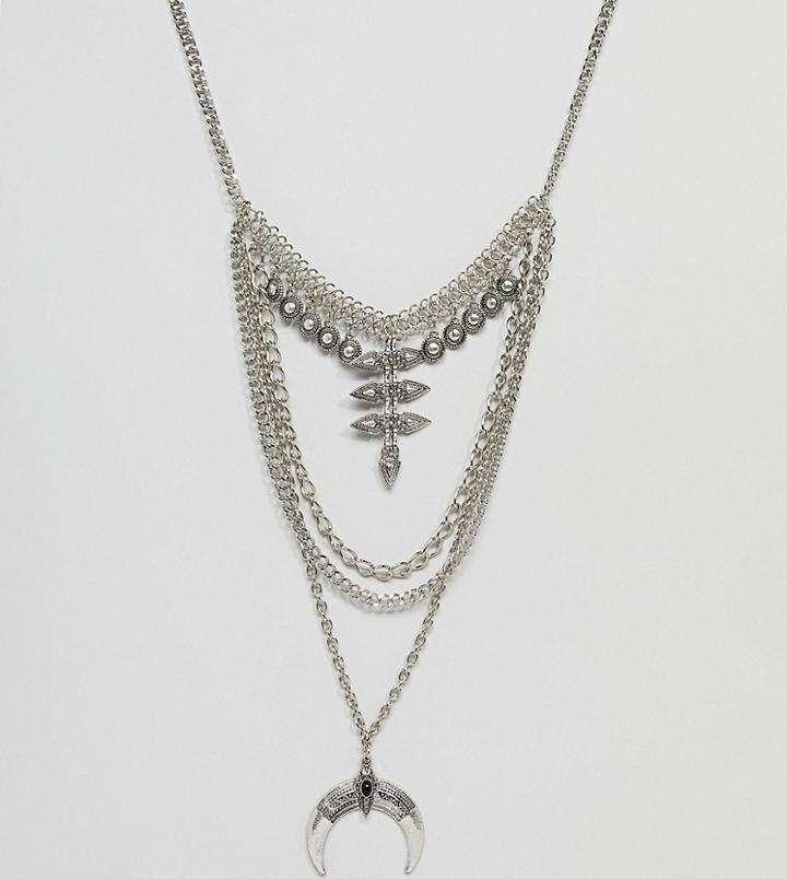Sacred Hawk Statement Layering Necklace Pack - Silver