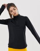 Asos 4505 Long Sleeve Top With Zip Front-black