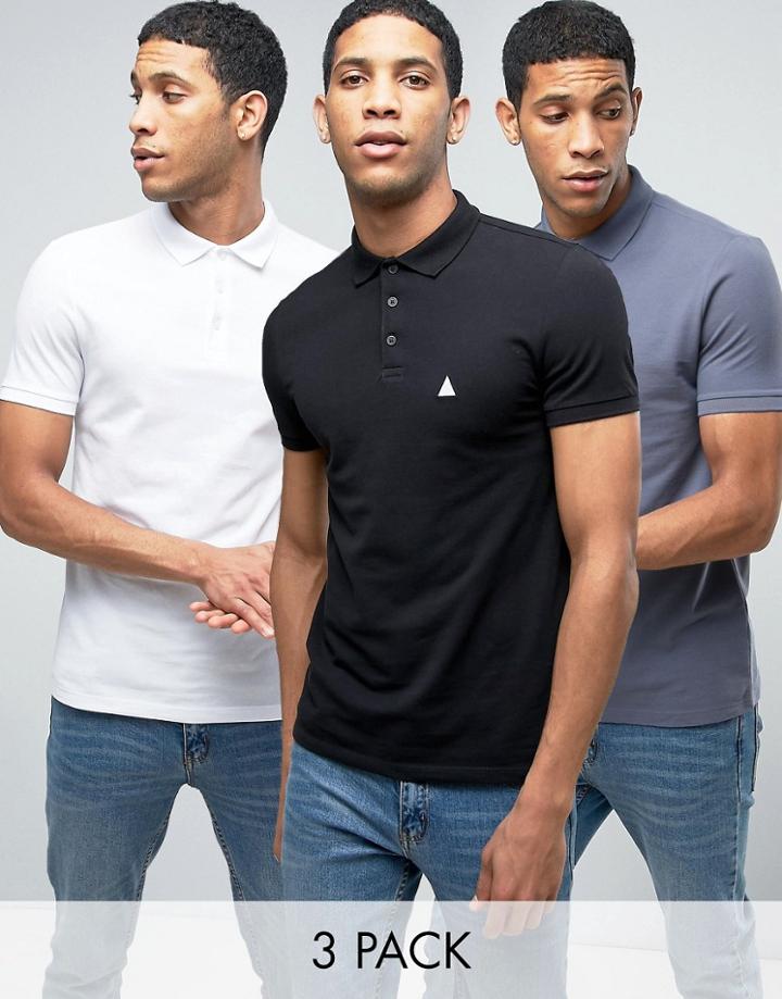 Asos 3 Pack Pique Polo Save - Multi