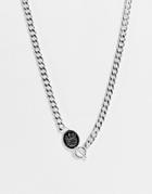 Wftw Enameled Shield Charm Flat Curb Chain Necklace In Silver