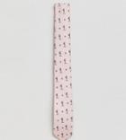 Religion Skinny Tie In All Over Print - Pink