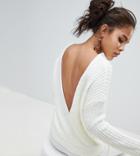 Asos Design Tall Chunky Sweater With V Back - White