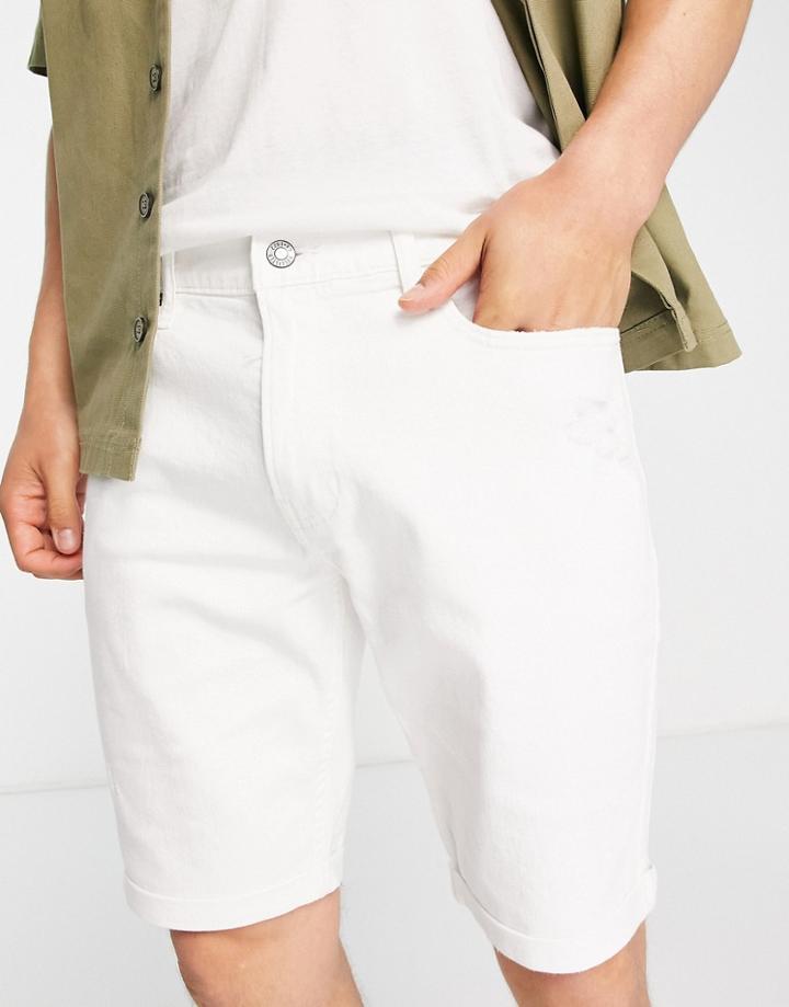 Hollister 9-inch Distressed Skinny Fit Denim Shorts In White