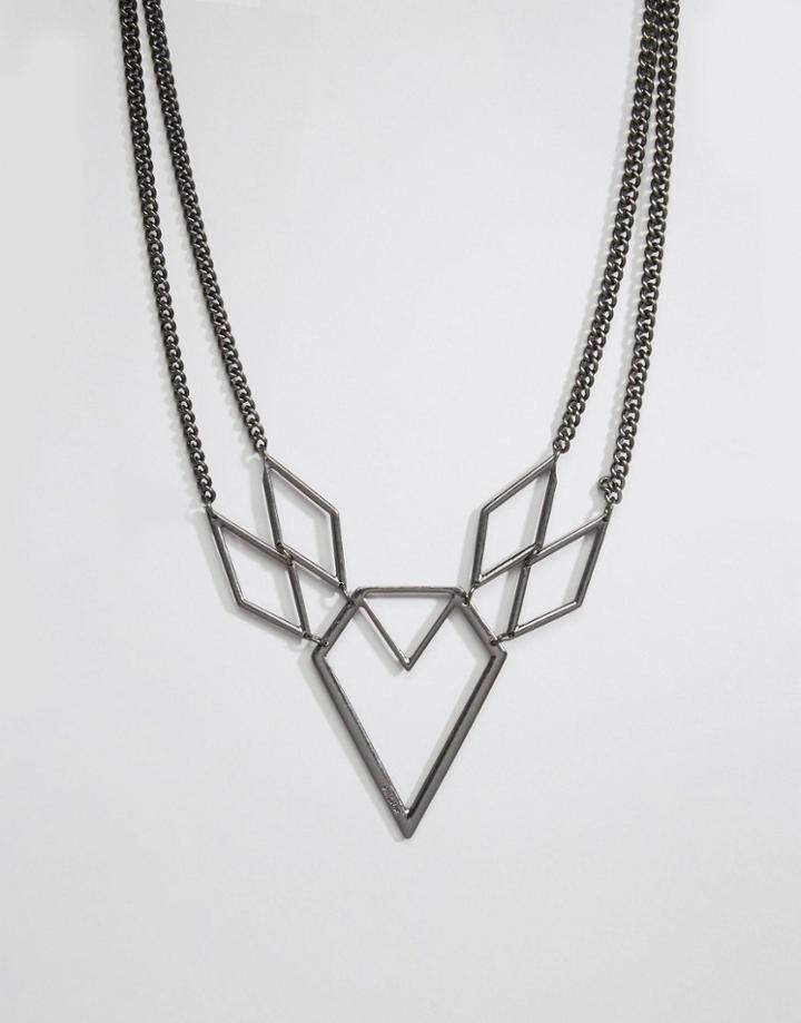Pilgrim Geometric Necklace - Gunmetal
