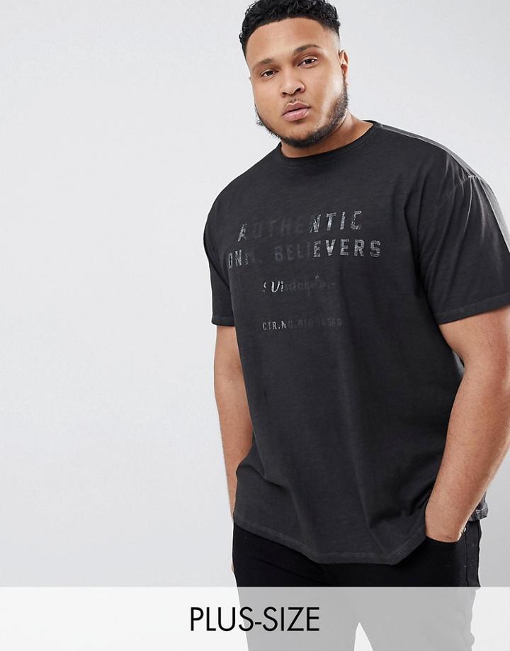 Replika Plus T-shirt With Distressed Chest Print - Black