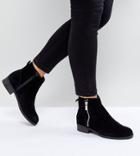 New Look Wide Fit Suede Flat Ankle Boot - Black