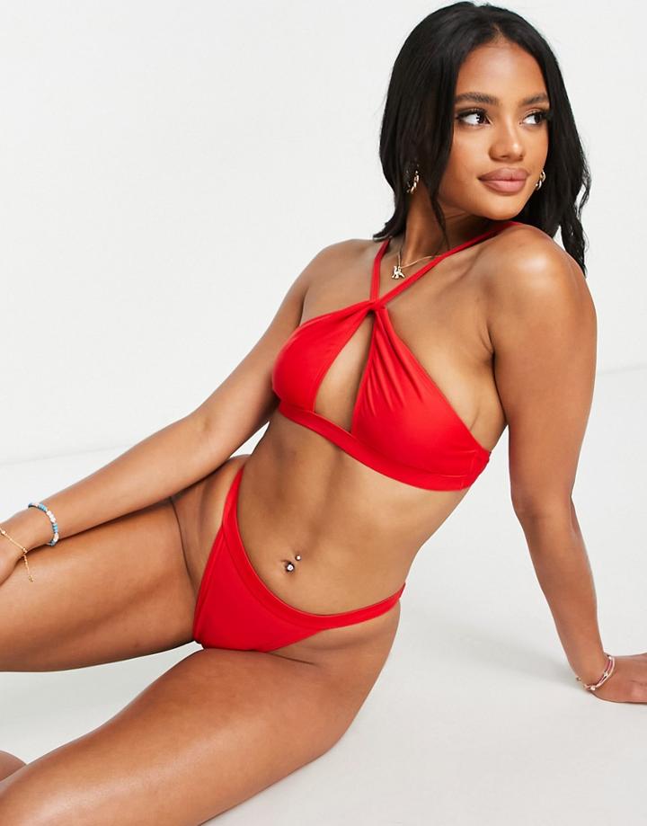 Unique 21 Keyhole Bikini Top In Red