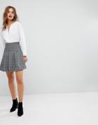 Warehouse Textured Skater Skirt - Gray