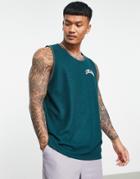 Topman Oversized Textured Tank Top With Chicago Print In Green