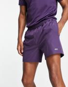 Asos 4505 Icon Training Shorts In Mid Length In Indigo-purple