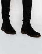 Asos Chelsea Boots In Black Suede With Chunky Sole - Black