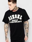 Diesel T-shirt T-wallace-a Crewneck Satin Logo Applique In Black - Black