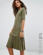 Noisy May Tall Melanie Dress With Frill Hem - Green
