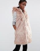 Parka London Pheobe Luxurious Faux Fur Hooded Vest - Pink