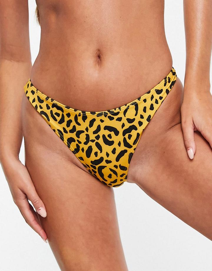 Monki Nilla Recycled Mix And Match Bikini Bottom In Leopard Print-multi